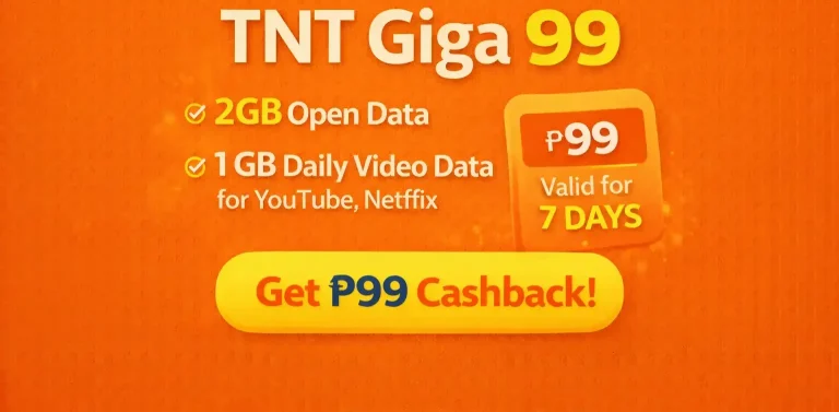 Giga 99 TNT Video Promo Code – 2GB + 1GB/Day for ₱99